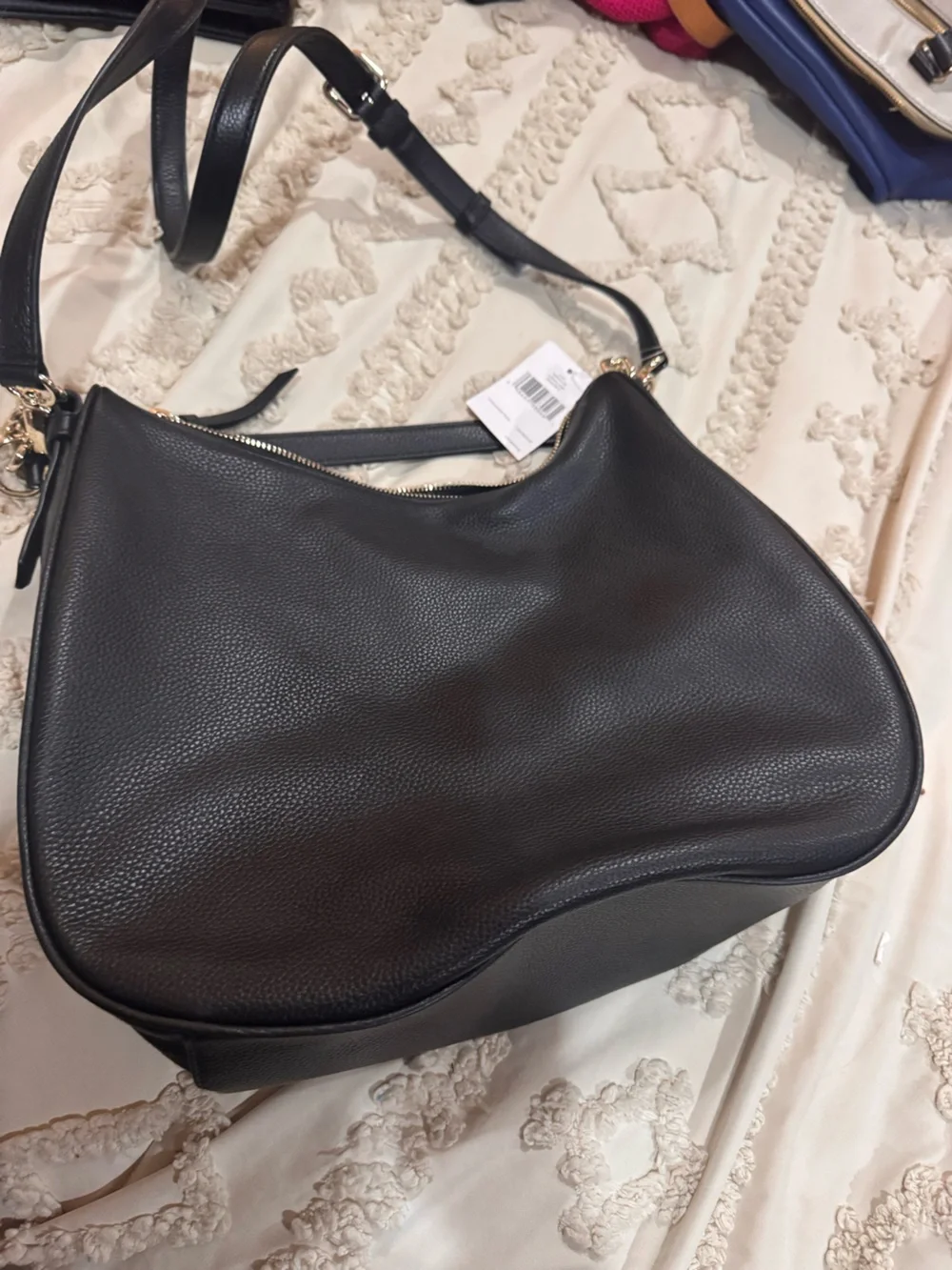 kate spade Black Pebbled Leather Shoulder Hobo with Gold Hardware